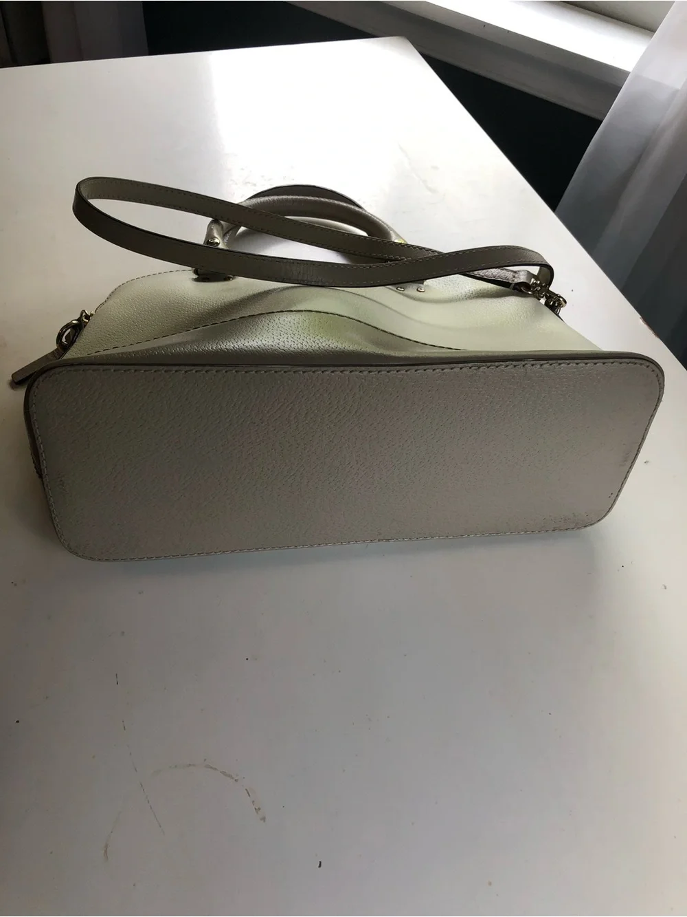 kate spade Cream and Taupe Dome Satchel with Removable Strap